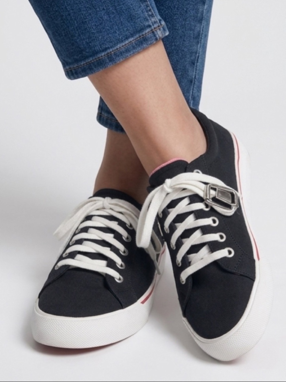 Vintage Retro Y2k minimalist Sleek Keds Platform Black Canvas Sz 10 Sneakers